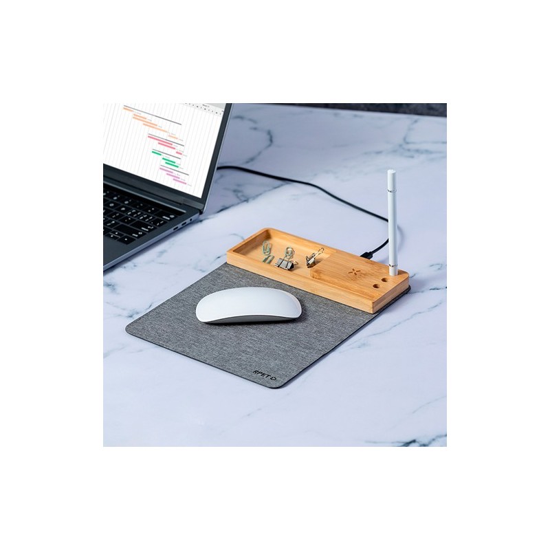 Tapis Souris Multifonction Éco-responsable et Publicitaire avec Chargeur Organisateur Hossian accessoire événementiel unique