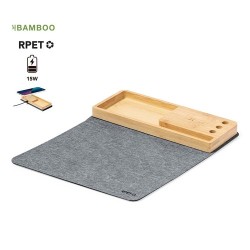 Tapis Souris Multifonction Éco-responsable et Publicitaire avec Chargeur Organisateur Hossian marquage couleur éclatante