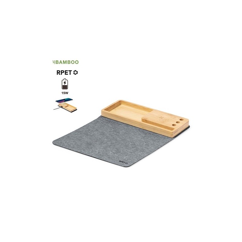 Tapis Souris Multifonction Éco-responsable et Publicitaire avec Chargeur Organisateur Hossian marquage couleur éclatante