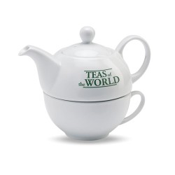 Théière et tasse personnalisées 400 ml - TEA TIME Matières : porcelaine Couleurs : blanc goodies publicitaire événementiel
