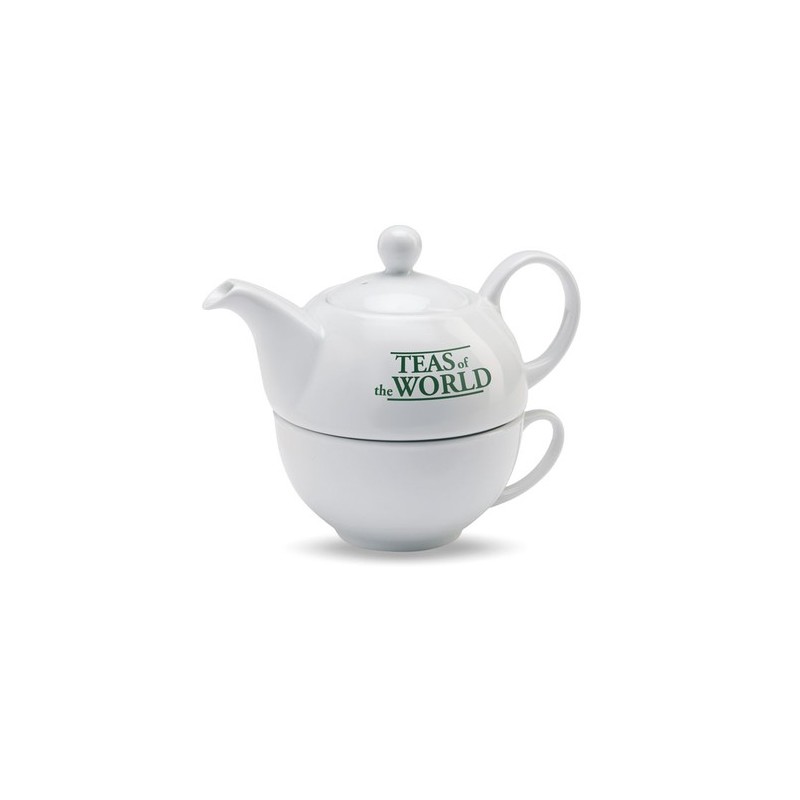 Théière et tasse personnalisées 400 ml - TEA TIME Matières : porcelaine Couleurs : blanc goodies publicitaire événementiel