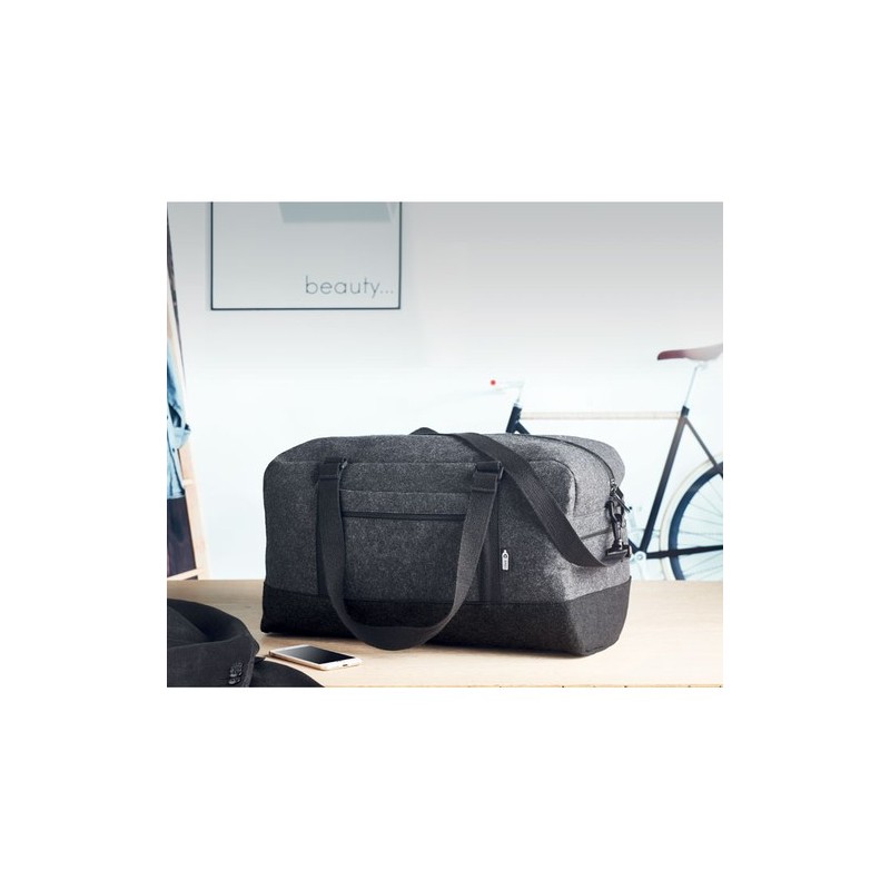 Sac de week-end personnalisé en feutre RPET INDICO BAG Matières : PET recyclé Couleurs : pierre livraison express 24h 48h