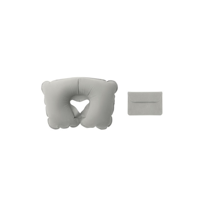 Oreiller gonflable personnalisé avec étui - Travelconfort Matières : PVC Couleurs : gris personnalisable avec votre logo