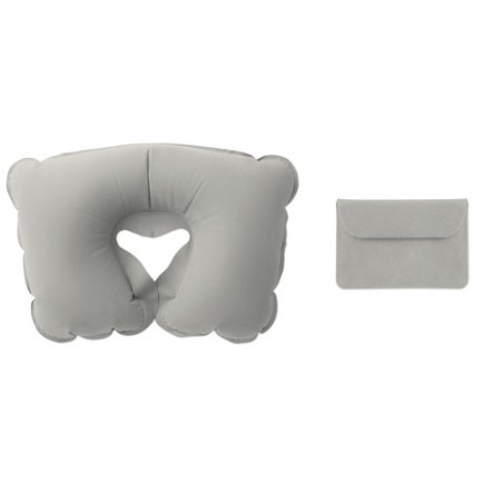 Oreiller gonflable personnalisé avec étui - Travelconfort Matières : PVC Couleurs : gris personnalisable avec votre logo