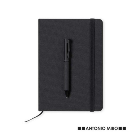 Set Personnalisé de Cahier et Stylo Nimaly Matières : polyester Couleurs : noir personnalisable avec votre logo