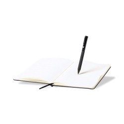 Set Personnalisé de Cahier et Stylo Nimaly Matières : polyester Couleurs : noir marquage laser ultra précis