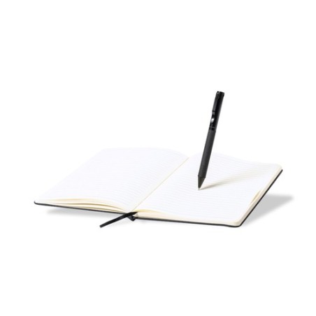 Set Personnalisé de Cahier et Stylo Nimaly Matières : polyester Couleurs : noir marquage laser ultra précis