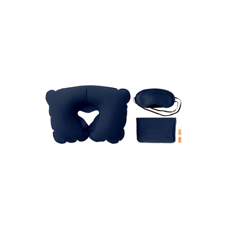 Set de Voyage Confortable Personnalisé avec Oreiller, Masque et Bouchons TRAVELPLUS Matières : PVC Couleurs : bleu