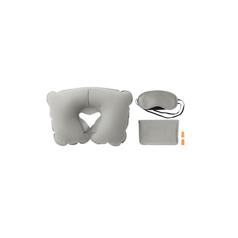 Set de Voyage Confortable Personnalisé avec Oreiller, Masque et Bouchons TRAVELPLUS Matières : PVC Couleurs : gris personnalisab