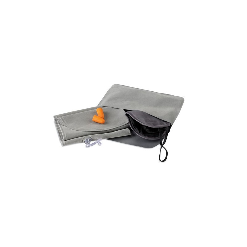 Set de Voyage Confortable Personnalisé avec Oreiller, Masque et Bouchons TRAVELPLUS Matières : PVC Couleurs : gris marquage lase