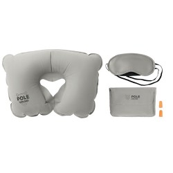 Set de Voyage Confortable Personnalisé avec Oreiller, Masque et Bouchons TRAVELPLUS Matières : PVC Couleurs : gris livraison exp