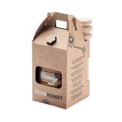 Miel Sauvage Éco-responsable 50g - DAUBER Matières : verre Couleurs : bois personnalisable avec votre logo
