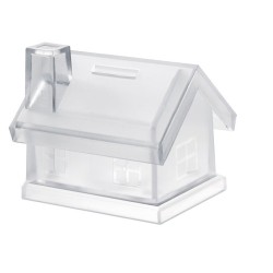 Tirelire maison en plastique personnalisée MYBANK Matières : polystyrène (PS) Couleurs : transparent