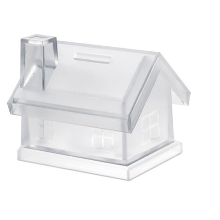 Tirelire maison en plastique personnalisée MYBANK Matières : polystyrène (PS) Couleurs : transparent