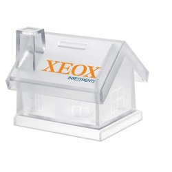 Tirelire maison en plastique personnalisée MYBANK Matières : polystyrène (PS) Couleurs : transparent cadeau entreprise pas cher