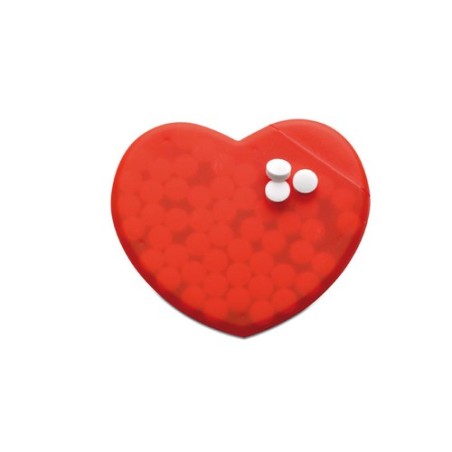 Boîte en Coeur Personnalisée Éco-responsable CORAMINT Matières : polypropylène (PP) Couleurs : rouge personnalisable avec votre 