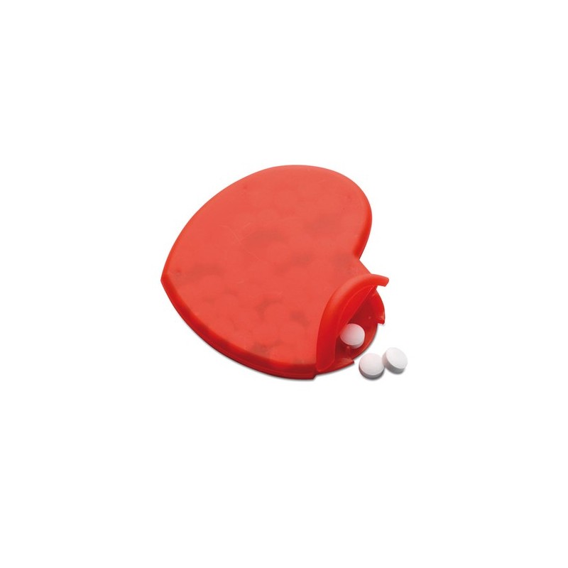 Boîte en Coeur Personnalisée Éco-responsable CORAMINT Matières : polypropylène (PP) Couleurs : rouge cadeau entreprise pas cher