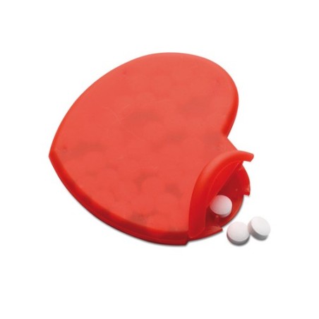 Boîte en Coeur Personnalisée Éco-responsable CORAMINT Matières : polypropylène (PP) Couleurs : rouge cadeau entreprise pas cher