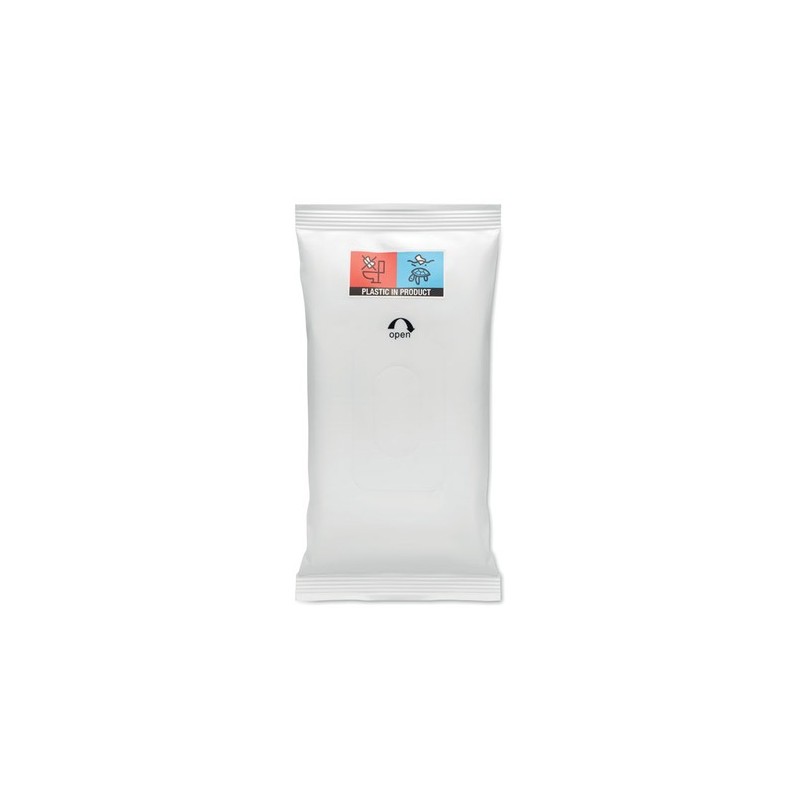 Lingettes Nettoyantes Pratiques Personnalisées 10 unités DELLEA Matières : polyéthylène (PE) Couleurs : blanc