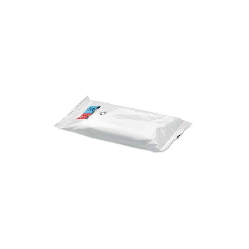 Lingettes Nettoyantes Pratiques Personnalisées 10 unités DELLEA Matières : polyéthylène (PE) Couleurs : blanc cadeau entreprise 