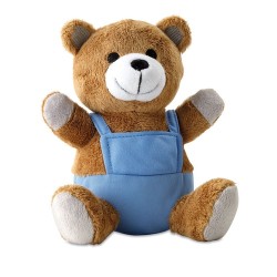 Ourson en peluche unique et personnalisé - Cadeau d'entreprise NICO Matières : PET Couleurs : bleu