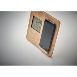 Station météo personnalisée en bambou - Décoration et chargeur FERREL Matières : bambou Couleurs : bois livraison express 24h 48