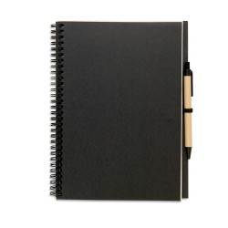Bloc-notes recyclé personnalisé 70 pages - BLOQUERO PLUS Matières : papier recyclé Couleurs : noir personnalisable avec votre lo