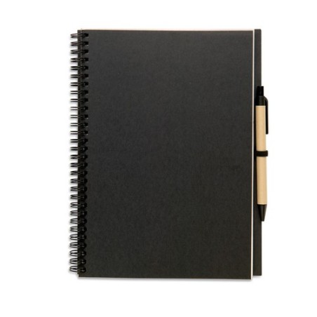 Bloc-notes recyclé personnalisé 70 pages - BLOQUERO PLUS Matières : papier recyclé Couleurs : noir personnalisable avec votre lo