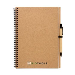 Bloc-notes recyclé personnalisé 70 pages - BLOQUERO PLUS Matières : papier recyclé Couleurs : beige goodies publicitaire événeme