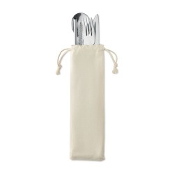 Couverts réutilisables en acier inoxydable personnalisés CUSTA SET Matières : acier inoxydable Couleurs : beige 2