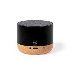 Haut-Parleur Éco-responsable Personnalisé Audio High-Tech - Moore Matières : liège Couleurs : bleu objet promotionnel éco-respon