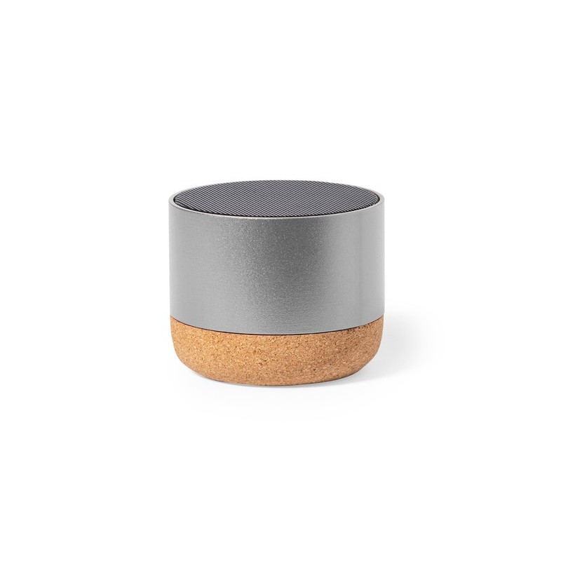 Haut-Parleur Éco-responsable Personnalisé Audio High-Tech - Moore Matières : liège Couleurs : bleu marquage laser ultra précis