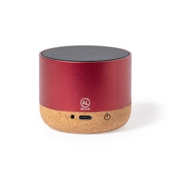 Haut-Parleur Éco-responsable Personnalisé Audio High-Tech - Moore Matières : liège Couleurs : rouge personnalisation rapide en F