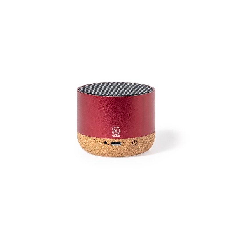 Haut-Parleur Éco-responsable Personnalisé Audio High-Tech - Moore Matières : liège Couleurs : rouge personnalisation rapide en F