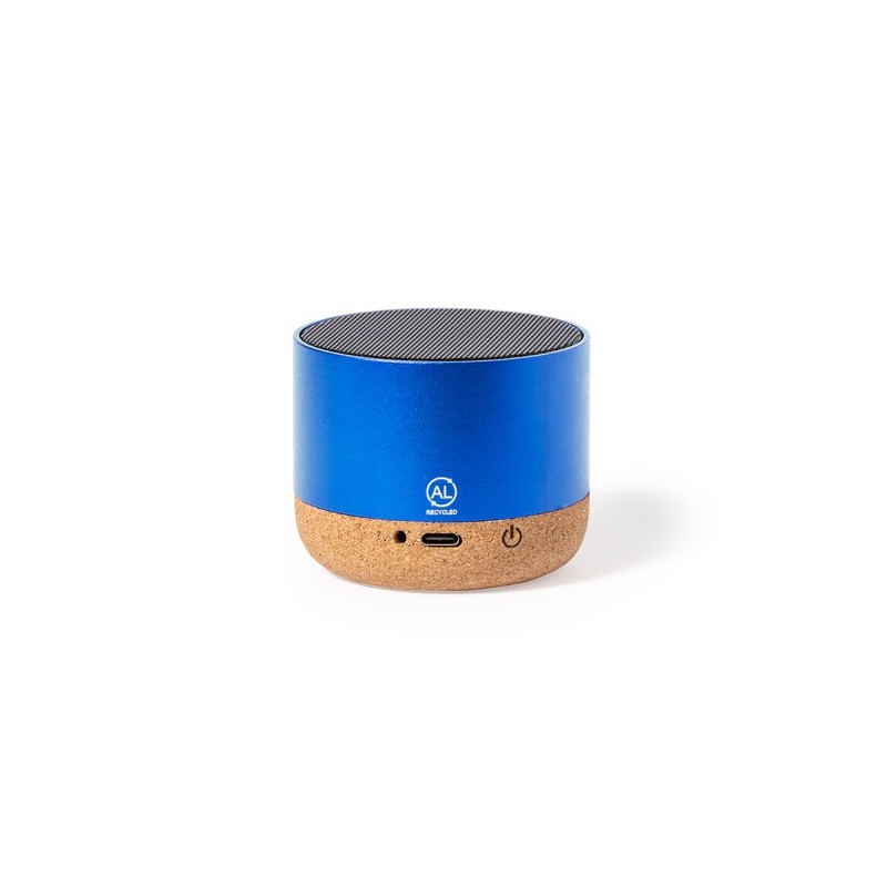 Haut-Parleur Éco-responsable Personnalisé Audio High-Tech - Moore Matières : liège Couleurs : argenté personnalisable avec votre
