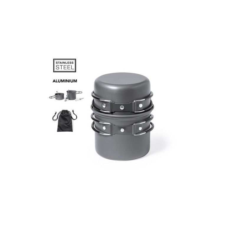 Set Pratique et Durable d'Ustensiles de Camping Sondic Matières : acier inoxydable Couleurs : noir personnalisable avec votre lo