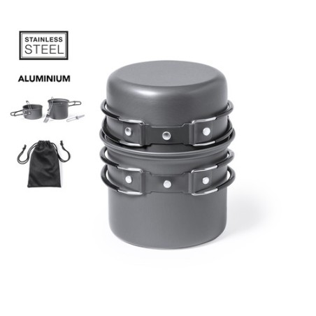 Set Pratique et Durable d'Ustensiles de Camping Sondic Matières : acier inoxydable Couleurs : noir personnalisable avec votre lo