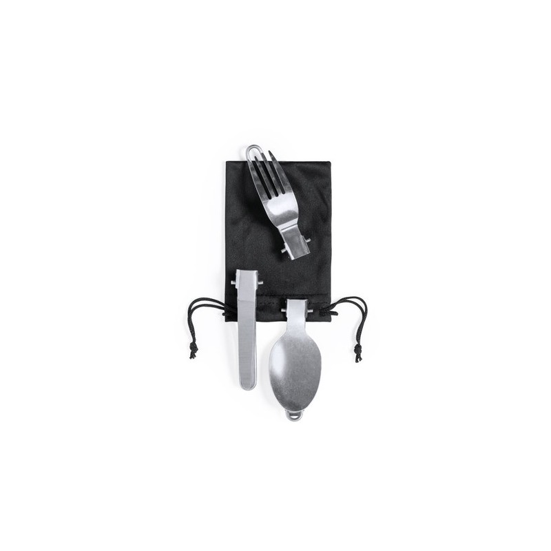 Set Pratique et Durable d'Ustensiles de Camping Sondic Matières : acier inoxydable Couleurs : noir impression haute définition