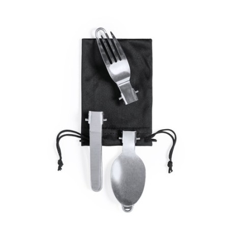 Set Pratique et Durable d'Ustensiles de Camping Sondic Matières : acier inoxydable Couleurs : noir impression haute définition