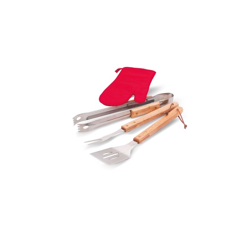 Tablier BBQ Personnalisé avec Gants et Outils - DONAU EAST Matières : PET Couleurs : noir personnalisable avec votre logo