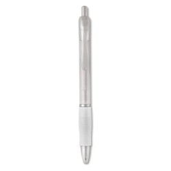Stylo bille  avec grip en caoutchouc - MANORS Matières : ABS Couleurs : blanc transparent personnalisable avec votre logo