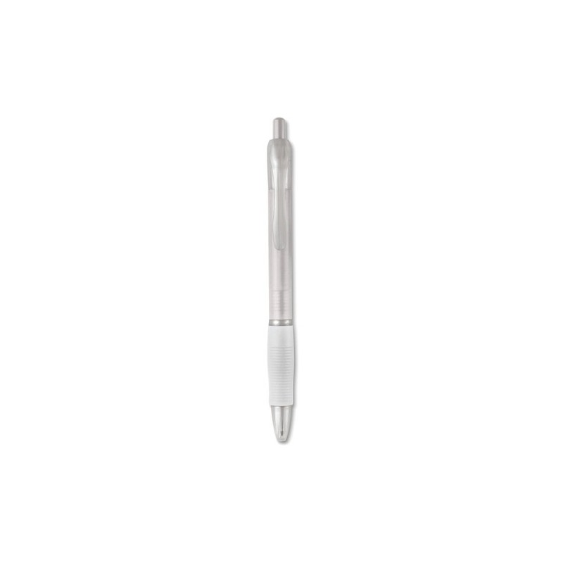 Stylo bille  avec grip en caoutchouc - MANORS Matières : ABS Couleurs : blanc transparent personnalisable avec votre logo