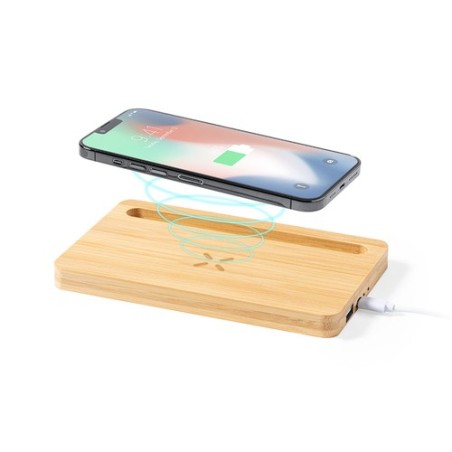 Chargeur Organiseur Éco-responsable Personnalisé pas cher Loubron Matières : bambou goodies publicitaire événementiel