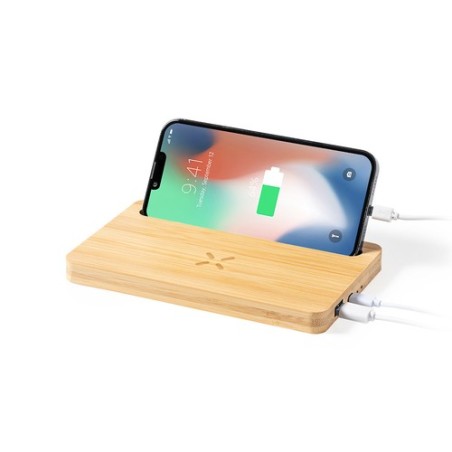 Chargeur Organiseur Éco-responsable Personnalisé pas cher Loubron Matières : bambou impression haute définition