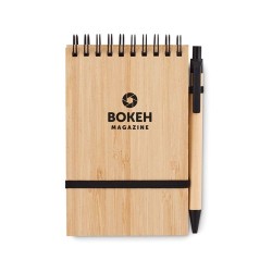 Bloc-Notes A6 Éco-responsable Pratique en Bambou - Personnalisé SONORABAM Matières : papier recyclé Couleurs : noir impression h