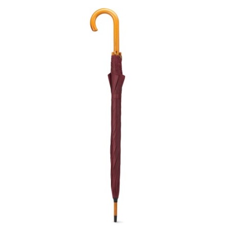 Parapluie Éco-responsable avec Poignée en Bois - CUMULI Matières : bois Couleurs : bordeaux accessoire événementiel unique