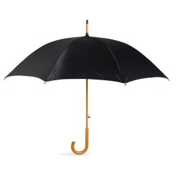 Parapluie Éco-responsable avec Poignée en Bois - CUMULI Matières : bois Couleurs : noir cadeau collaborateur premium