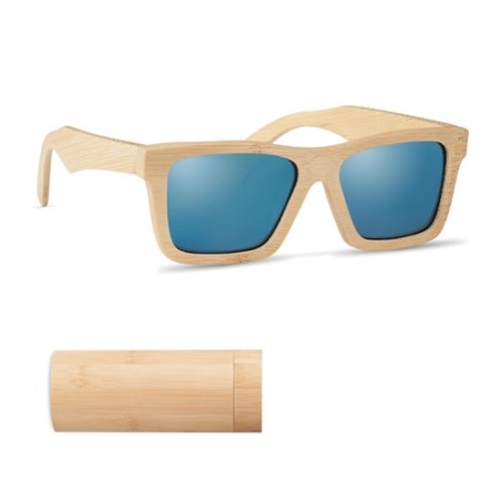 Lunettes de soleil personnalisées en bambou avec étui WANAKA Matières : bambou Couleurs : bois