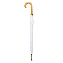 Parapluie Éco-responsable avec Poignée en Bois - CUMULI Matières : bois Couleurs : blanc marquage couleur éclatante