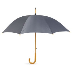 Parapluie Éco-responsable avec Poignée en Bois - CUMULI Matières : bois Couleurs : gris impression haute définition